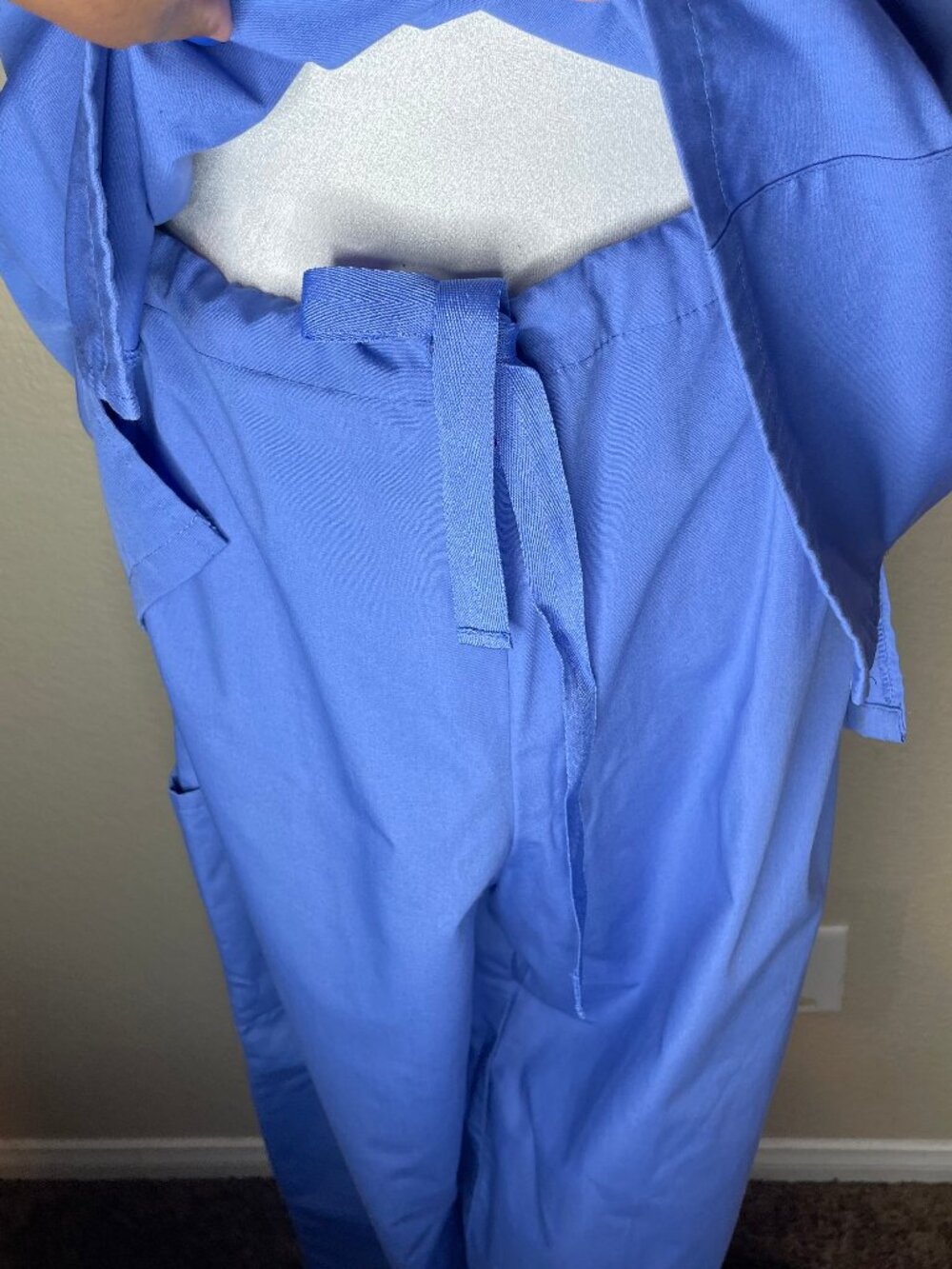 Sivvan Blue Medical Scrub Set Size Large V-Neck Top Drawstring Pants Uniform - Picture 5 of 16